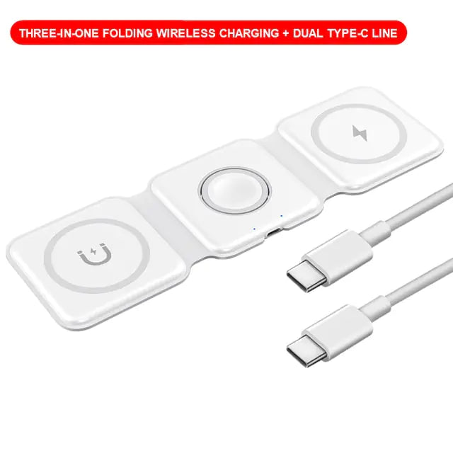 Foldable 3-in-1 Wireless Charger for Apple iPhone, Watch & Airpods